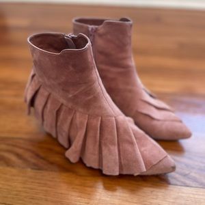 Jeffrey Campbell Pleated Pink Suede Bootie